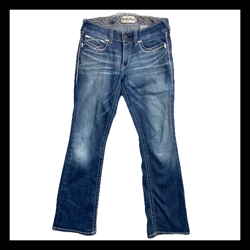 Ariat Real Denim Bootcut Jeans Womens 30r Medium Wash Western 32x32 Stitched